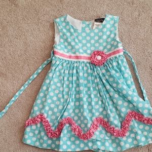 Polka dot pink and turquoise dress